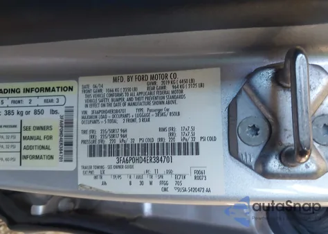 2014 Ford Fusion Se from USA, damaged, VIN 3FA6P0HD4ER384701